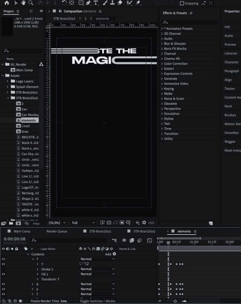 Promo Video - Blick in After Effects Datei