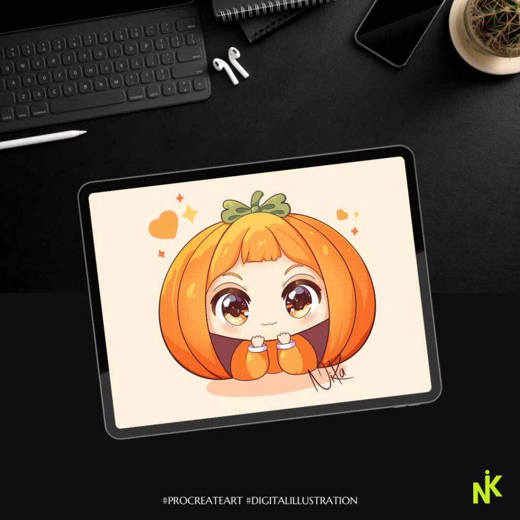 Pumpkin Girl Illustration